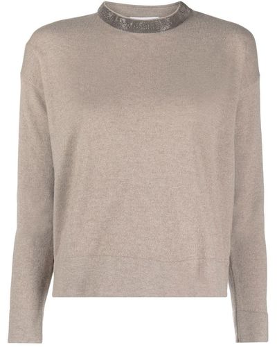 Fabiana Filippi Embellished Long-sleeve Sweater - Brown