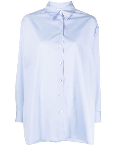 Aspesi Pointed-collar Oversized Cotton Shirt - Blue