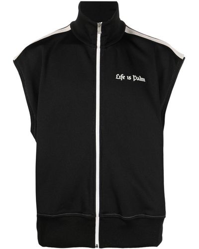 Palm Angels Slogan-print Sleeveless Sport Jacket - Black