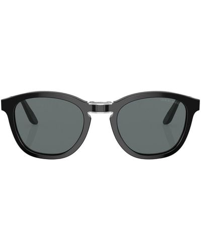 Giorgio Armani Logo-print Round-frame Sunglasses - Gray