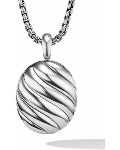 David Yurman Sterling Silver Sculpted Cable Locket Amulet - White