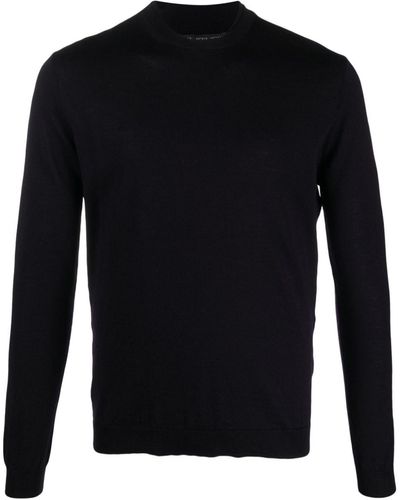 Low Brand Layered-neckline Merino Wool Sweater - Black