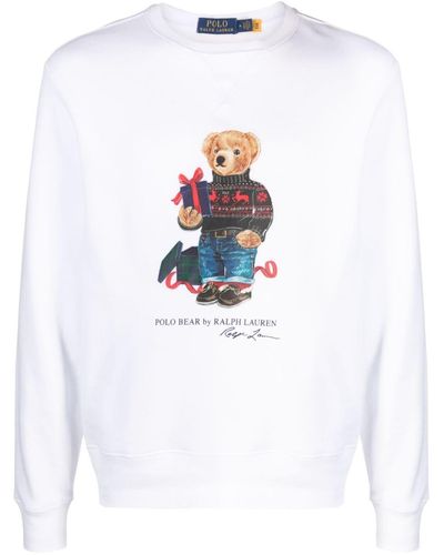 Polo Ralph Lauren Sweat en jersey à imprimé ourson - Blanc