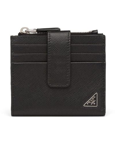 Prada Saffiano-leather Bi-fold Cardholder - Black