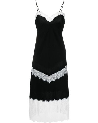 Moschino Lace-panel Crepe Slip Dress - Black