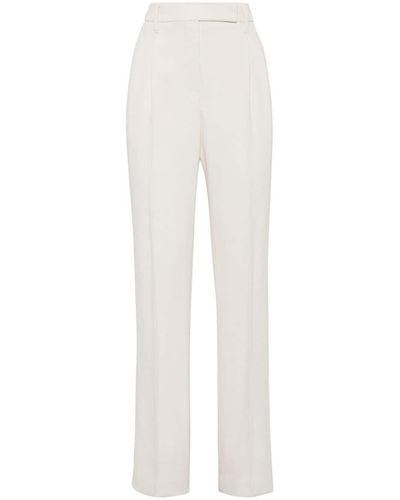 Brunello Cucinelli High-waisted Tailored Trousers - White