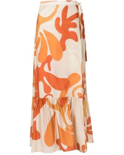 Adriana Degreas Swirl-print Wrap Skirt - Orange