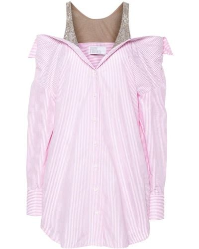 GIUSEPPE DI MORABITO Rhinestone-embellished Mini Shirt Dress - Pink