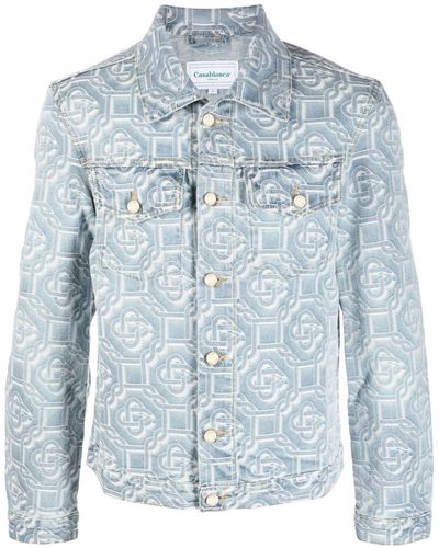 GALLERY DEPT. Andy Distressed Layered Printed Denim Jacket in Blue for Men