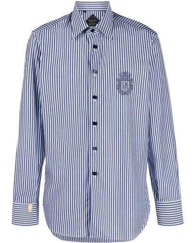 Billionaire Crest embroidered striped shirt - Azul