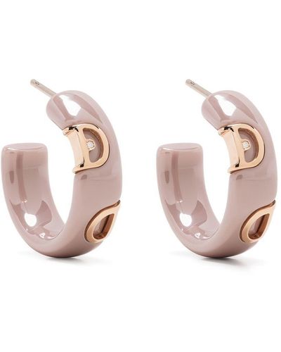 Damiani 18kt Rose Gold D.icon Diamond Hoop Earrings - Pink