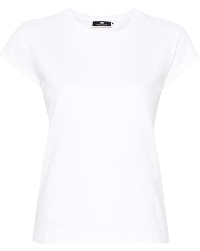 Elisabetta Franchi T-Shirt mit Monogramm-Stickerei - Weiß