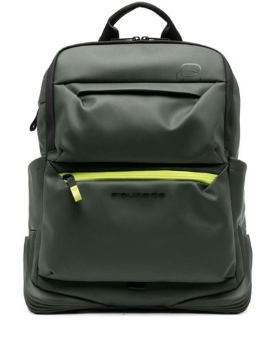 Piquadro Logo-embossed Leather Backpack - Green