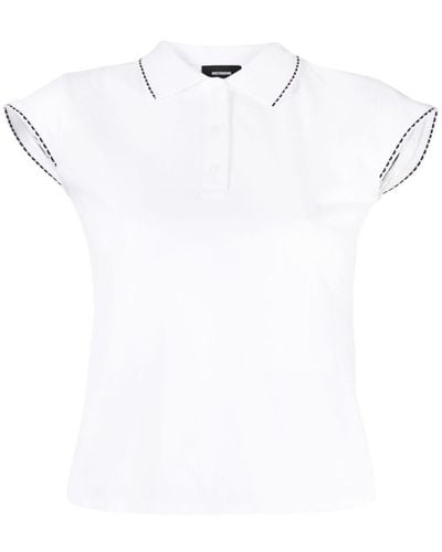 we11done Contrasting-trim Cap-sleeved Polo Top - White
