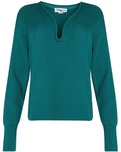 Victoria Beckham Frame Ribbed-knit Jumper - Green