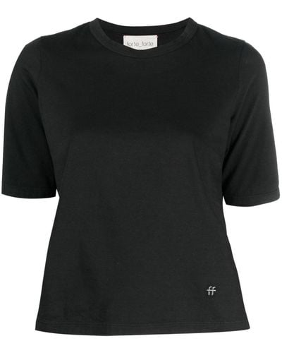 Forte Forte T-shirt en coton à design uni - Noir