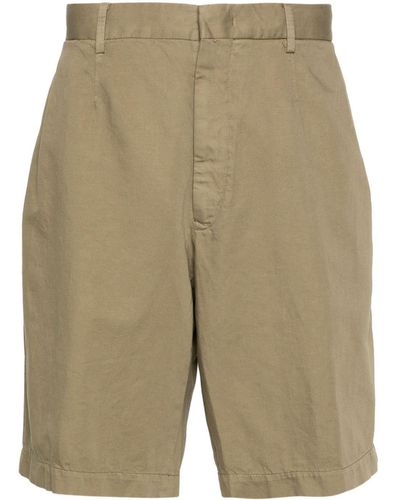 Zegna Pleated Cotton Shorts - Natural