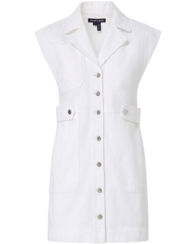 Veronica Beard Jax Notched-collar Cotton Dress - White