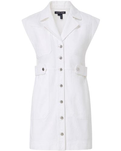 Veronica Beard Jax Notched-collar Cotton Dress - Wit