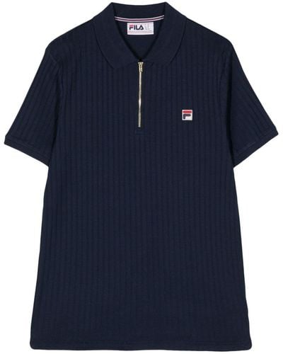 Fila Ribbed Cotton Polo Shirt - Blauw