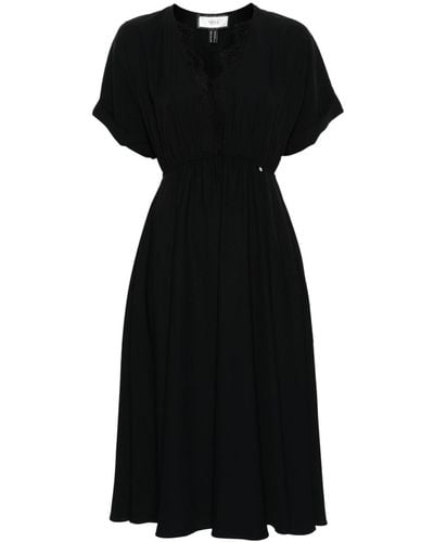 Nissa Lace-detail Midi Dress - Black