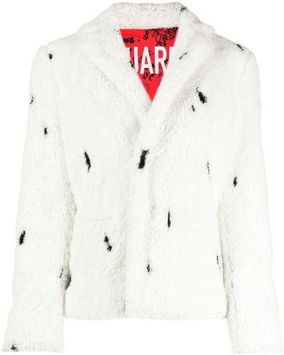 DSquared² Printed Faux Fur Coat - White