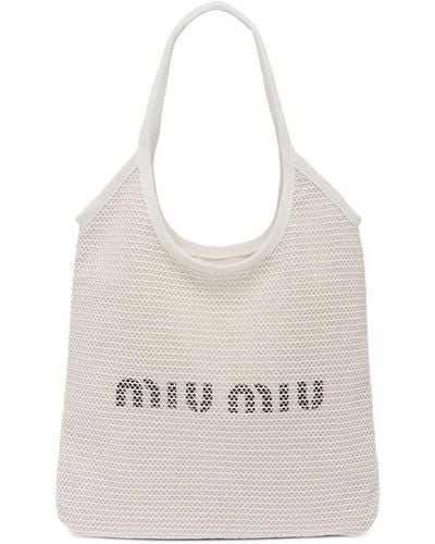 Miu Miu Sac à main en mesh à design superposé - Blanc