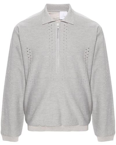 Roa Knitted Merino Wool Polo Shirt - Grey