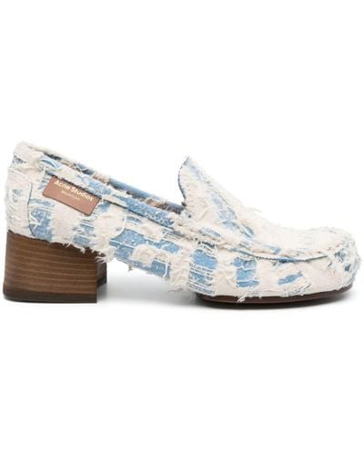 Acne Studios 35mm Distressed Denim Loafers - White
