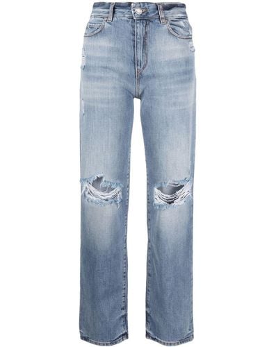Pinko Gerade Distressed-Jeans - Blau