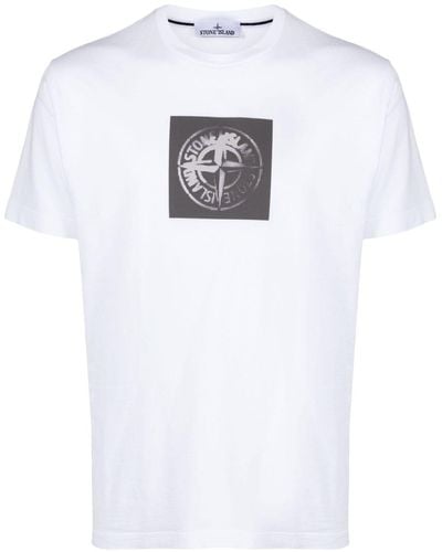 Stone Island T-Shirt mit Kompass-Print - Weiß