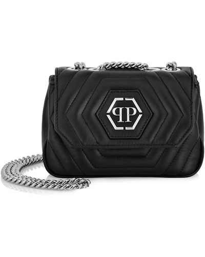 Philipp Plein Petit sac porté épaule Hexagon en cuir - Noir