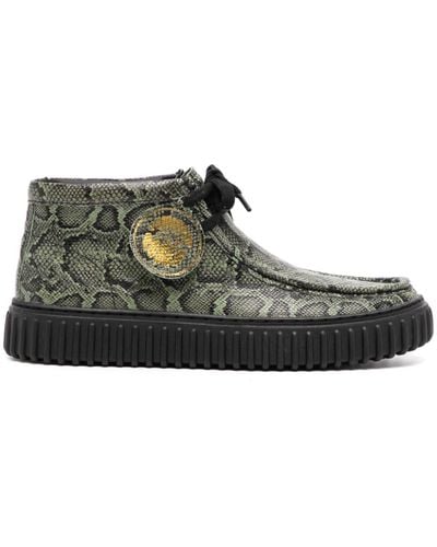 Martine Rose Snake-print Leather Boots - Green