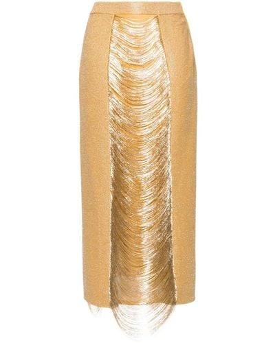Alexander McQueen Fringed Pencil Skirt - Metallic