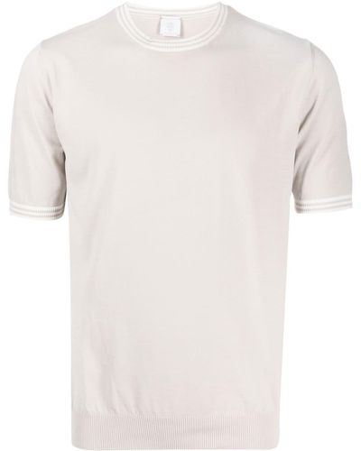Eleventy Stripe-trim Fine Knit T-shirt - White