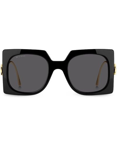 Etro Bold Pegaso Zonnebril Met Vierkant Montuur - Zwart