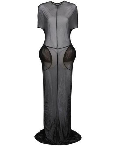 Jean Paul Gaultier Mesh Padded Sheer Maxi Dress - Black