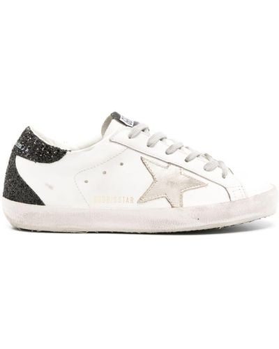 Golden Goose Super-star Distressed Sneakers - Women's - Calf Leather/polyurethane/fabricrubber - White
