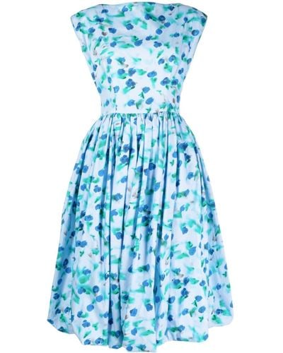 Marni Midikleid mit Blumen-Print - Blau