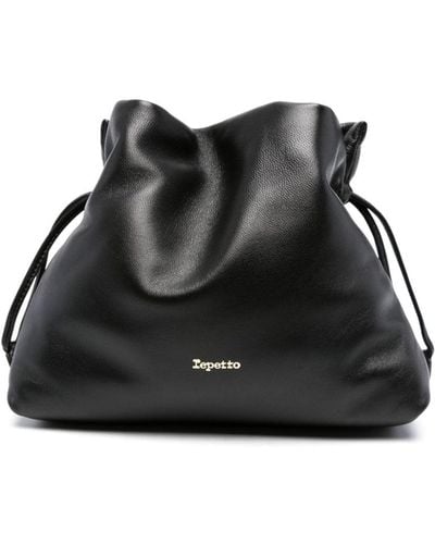 Repetto Plume Leather Shoulder Bag - Black