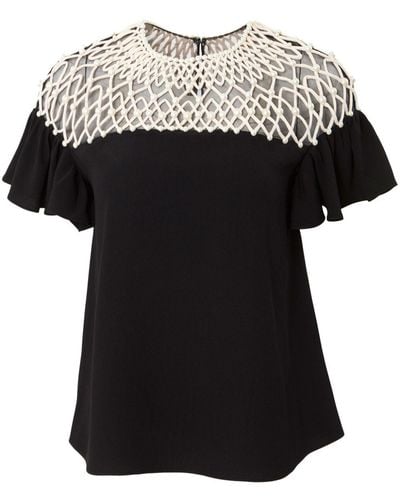 Carolina Herrera T-shirt orné de perles artificielles - Noir