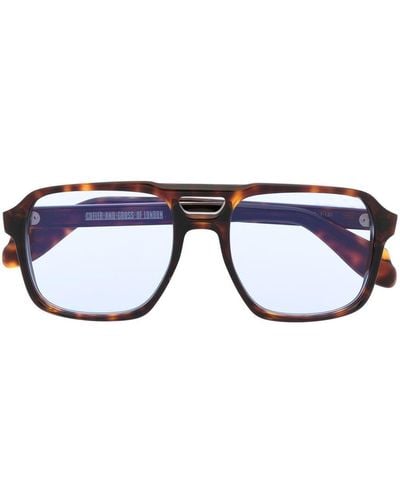 Cutler and Gross Gafas de sol con efecto carey y montura estilo piloto - Azul