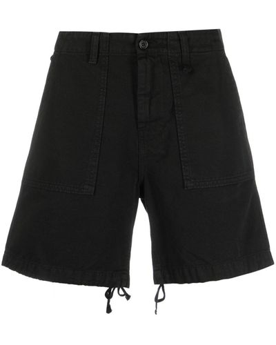 Haikure Drawstring-hem Cotton Denim Shorts - Black