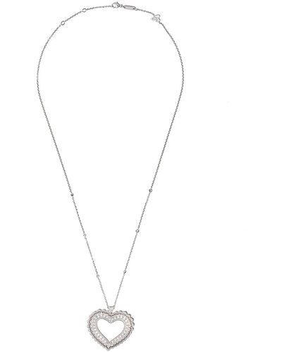 Chopard 18kt White Gold Precious Lace Cœur Diamond Necklace - Metallic