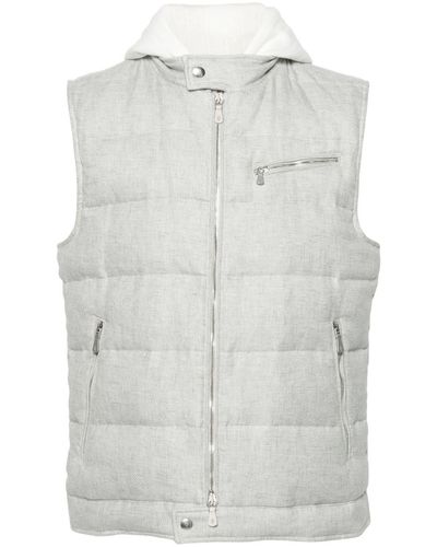 Eleventy Layered-detail Padded Gilet - Gray