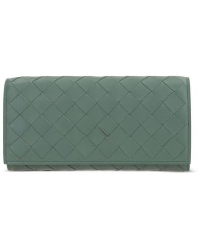 Bottega Veneta Continental Intrecciato Leather Wallet - Groen