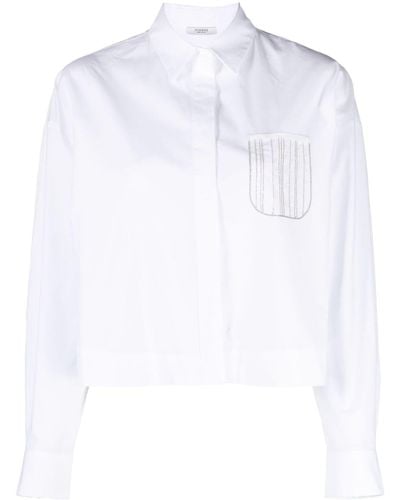 Peserico Cropped-Hemd aus Popeline - Weiß