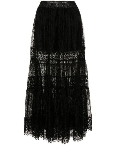 Charo Ruiz Simet Lace-detail Maxi Dress - Black