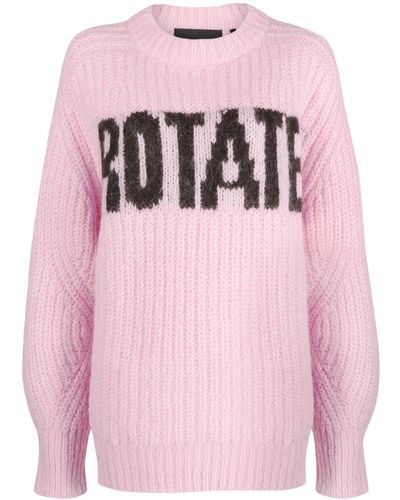 ROTATE BIRGER CHRISTENSEN Logo-intarsia Wool-blend Sweater - Pink
