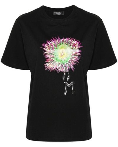 Mugler Anemone Cotton T-shirt - Black